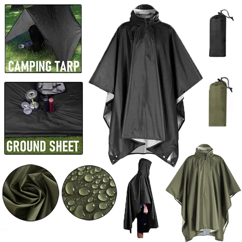 Camping Rain Poncho - Manteau imperméable militaire 3 en 1