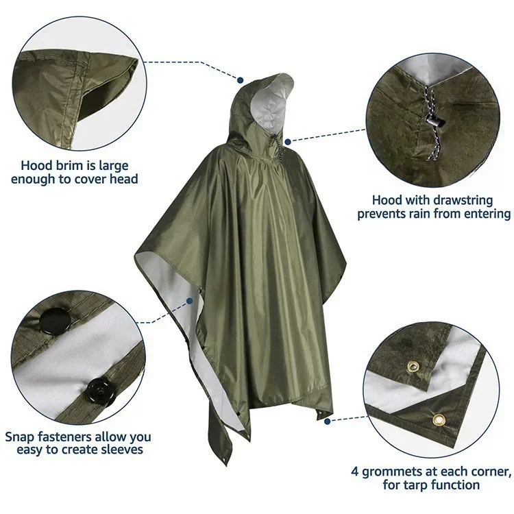 Poncho de pluie imperméable 3- - Camping Rain Poncho avis et prix